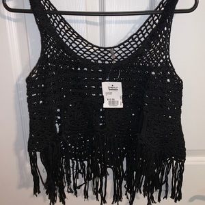 Black Crochet Crop Top